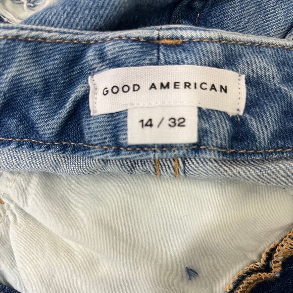 Good American Women's The Weekender Straight Leg Light Wash Jeans Size 14/32 - Picture 12 of 13